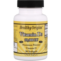 Витамин D3 (Vitamin D3) 10 000 МЕ, Healthy Origins, 30 гелевых капсул