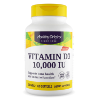 Витамин D3 (Vitamin D3) 10 000 МЕ, Healthy Origins, 120 гелевых капсул