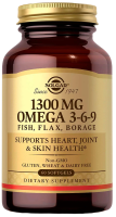 Комплекс жирных кислот 1300 мг Омега 3-6-9 Солгар (EFA 1300 mg Omega 3-6-9 Solgar) - 60 капсул