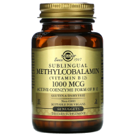 Метилкобаламин - Витамин В12 Солгар, 1000 мкг (Methylcobalamin Vitamin B12 Solgar, 1000 mcg) - 60 таблеток