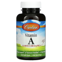 Витамин A (Vitamin A), 7500 мкг RAE (25 000 МЕ), Carlson Labs, 250 мягких таблеток