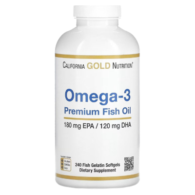 Омега 3, рыбий жир премиального качества California Gold Nutrition(Калифорния Голд Нутришн),240 капс