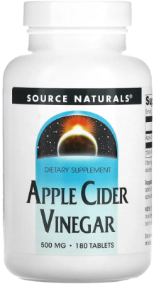 Яблочный уксус (Apple Cider Vinegar) 500 мг, Source Naturals, 180 таблеток