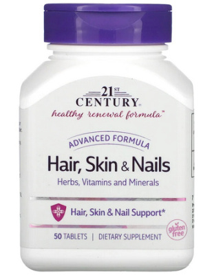 Волосы, кожа и ногти, Advanced Formula 21st Century, 50 таблеток