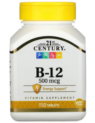Витамин В12 21st Century, 500 мкг, 110 таблеток