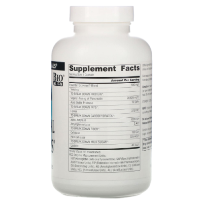 Добавка с незаменимыми ферментами для ежедневного использования (Daily Essential Enzymes) 500 мг, Source Naturals, 240 капсул