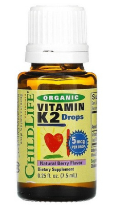 Органический витамин K2 в каплях ChildLife (ЧайлдЛайф), 7,5 мл