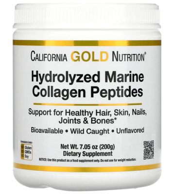 Гидролизованные пептиды морского коллагена без добавок California Gold Nutrition, 200 г