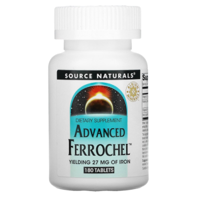 Улучшенная формула железа (Advanced Ferrochel), Source Naturals, 180 таблеток