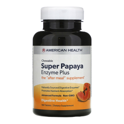 Супер Папайя Энзим Плюс (Super Papaya Enzyme Plus), American Health, 180 жевательных таблеток