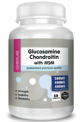 Глюкозамин, хондроитин и МСМ Чикалаб (Glucosamine Chondroitin & MSM ChikaLab), 60 таблеток