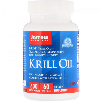 Масло криля (Krill Oil) 600 мг, Jarrow Formulas, 60 гелевых капсул
