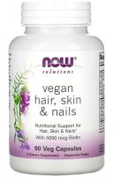 Веганская добавка для здоровья волос, кожи и ногтей Нау Солюшнс (Vegan Hair, Skin, Nails Now Solutions), 90 вегетарианских капсул