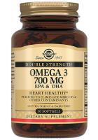 Двойная Омега-3 700 мг ЭПК и ДГК Солгар (Double Strength Omega 3 700 mg EPA and DHA Solgar) - 30 капсул