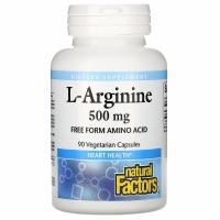 L-аргинин 500 mg Natural Factors, 90 вегетарианских капсул