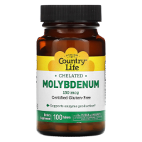 Хелатный молибден (Chelated Molybdenum) 150 mcg, Country Life, 100 таблеток
