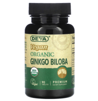 Веганский Органический Гинкго Билоба (Vegan Organic Ginkgo Biloba), DEVA, 90 таблеток