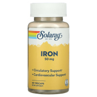 Железо (Iron) 50 мг, Solaray, 60 вегетарианских капсул