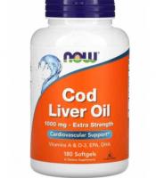 Жир печени трески усиленного действия (Cod Liver Oil) Now Foods 1000 мг, 180 таблеток