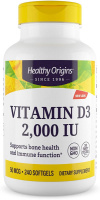 Витамин D3 (Vitamin D3) 2000 МЕ, Healthy Origins, 240 гелевых капсул