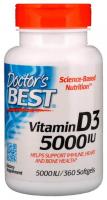 Vitamin D3 (Витамин D3, 125 мкг (5000 МЕ), Доктор’с Бест(Doctor’s Best) 360 мягких капсул
