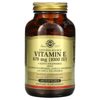 Витамин Е 670 мг (1000 МЕ) Д-Альфа-Токоферол и смешанные Токоферолы (Vitamin E 670 mg (1000 IU)  d-Alpha Tocopherol & Mixed Tocopherols), SOLGAR, 100 вегетарианских гелевых капсул