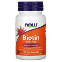 Биотин 1000 мкг Нау Фудс (Biotin Now Foods), 100 капсул
