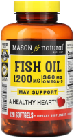 Рыбий жир (Fish Oil) 1200 мг, Mason Natural, 120 гелевых капсул