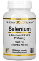 Селен без дрожжей Калифорния Голд Нутришн (Selenium Yeast-Free California Gold Nutrition), 180 вегетарианских капсул