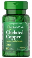 Puritan's Chelated Copper, Медь 2 мг - 100 таблеток