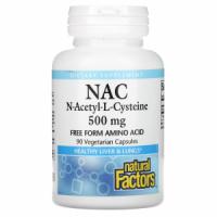 NAC N-ацетил-L-цистеин Natural Factors, 500 мг, 90 вегетарианских капсул