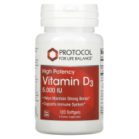 Витамин Д3 (Vitamin D3), 5000 МЕ, Protocol for Life Balance, 120 гелевых капсул