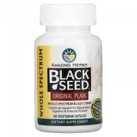 Молотые семена черного тмина (Black Seed Original Plain), Amazing Herbs, 100 вегетарианских капсул