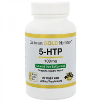 5-гидрокситриптофан (5-HTP) 100 мг, California Gold Nutrition, 90 вегетарианских капсул