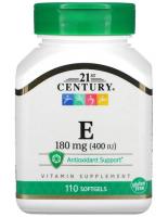 Витамин Е 21st Century, 180 мг (400 МЕ), 110 мягких желатиновых капсул