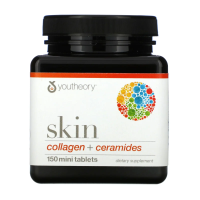 Добавка для поддержки кожи, коллаген и керамиды (Skin, collagen+ceramides), Youtheory Collagen, 150 мини-таблеток