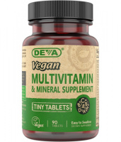 Мульти-витаминная и минеральная вегетарианская добавка (Vegan Tiny-Tablets Multivitamin & Mineral Supplement), DEVA, 90 вегетарианских мини-таблеток