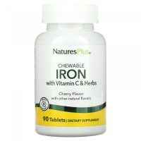 Железо с витамином С и травами (Chewable Iron with Vitamin C & Herbs), Natures Plus, 90 жевательных таблеток с вишневым вкусом