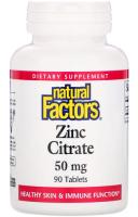 Цитрат цинка Natural Factors (Натурал Факторс), 50 мг, 90 таблеток