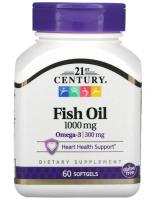Рыбий жир (Fish Oil) 21st Century, 1000 мг, 60 мягких желатиновых капсул
