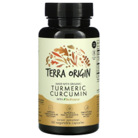 Куркума, Куркумин и Биоперин (Turmeric Curcumin with BioPerine), Terra Origin, 60 вегетарианских капсул