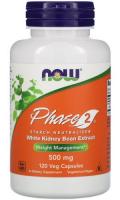 Phase 2 Now Foods (Нейтрализатор крахмала Нау Фудс), 500 мг, 120 растительных капсул