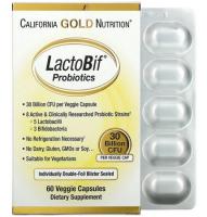 Пробиотики LactoBif California Gold Nutrition, 30 млрд КОЕ, 60 вегетарианских капсул