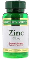 Цинк Натурес Баунти 50 мг (Zinc Nature’s Bounty 50 mg), 100 капсул