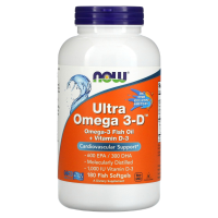Ультра Омега 3-Д (Ultra Omega 3-D) Now Foods, 180 капсул из рыбьего желатина