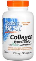 Коллаген 1 и 3 типов с витамином С Доктор’с Бест (Collagen Types 1 and 3 with Peptan and Vitamin C Doctor’s Best), 500 мг, 240 капсул