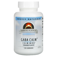 ГАБА Калм ГАМК (GABA Calm) апельсиновый вкус, Source Naturals, 120 таблеток для рассасывания