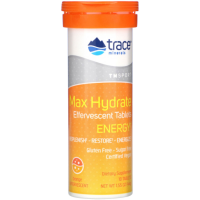Максимальная энергия гидрата, шипучие таблетки (Max Hydrate Energy, Effervescent Tablets) со вкусом апельсина, Trace Minerals, 10 таблеток, 44 грамма