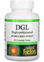 DGL (Глицирризинат экстракта из корня солодки) Natural Factors, 90 жевательных таблеток