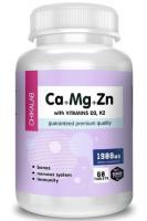 Кальций, Магний, Цинк с витаминами D3 и К2 Чикалаб (Ca+Mg+Zn, D3, K2 ChikaLab), 60 таблеток